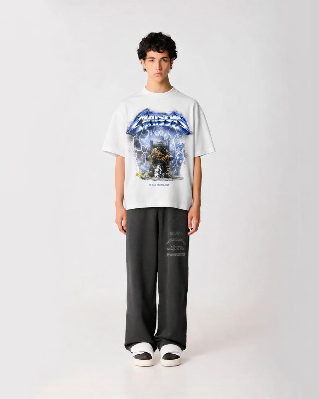 WHITE BOXY FIT REBEL TSHIRT
