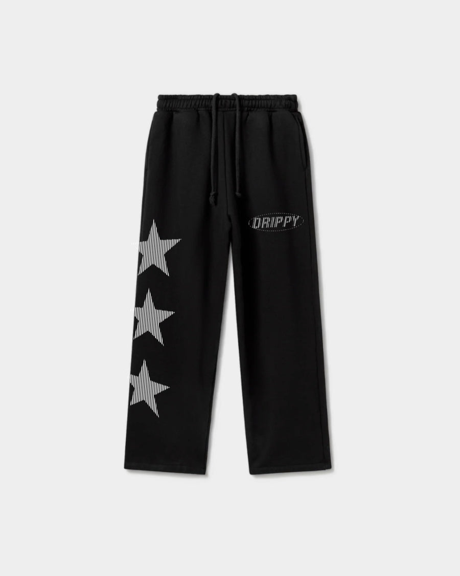 STAR BLACK STRAIGHT-LEG SWEATPANTS