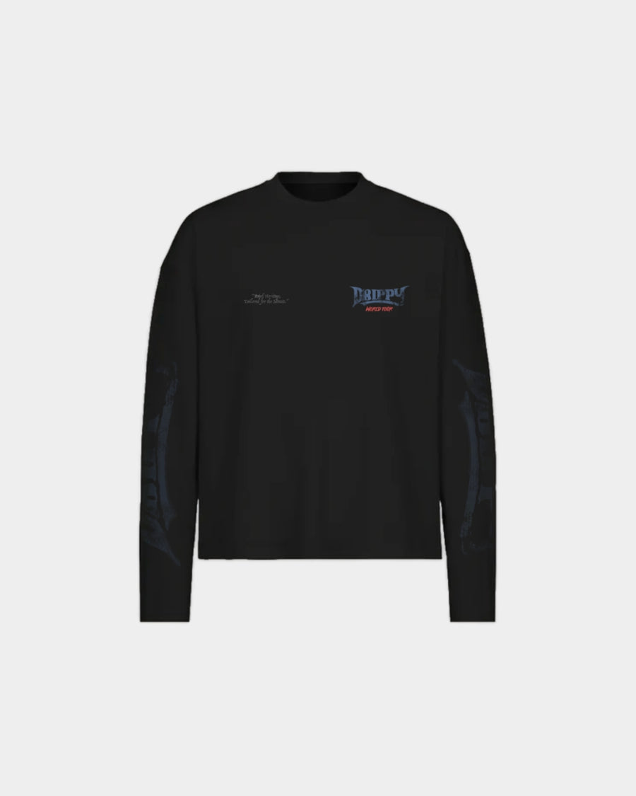 AMERICA BLACK BOXY FIT LONGSLEEVE TEE