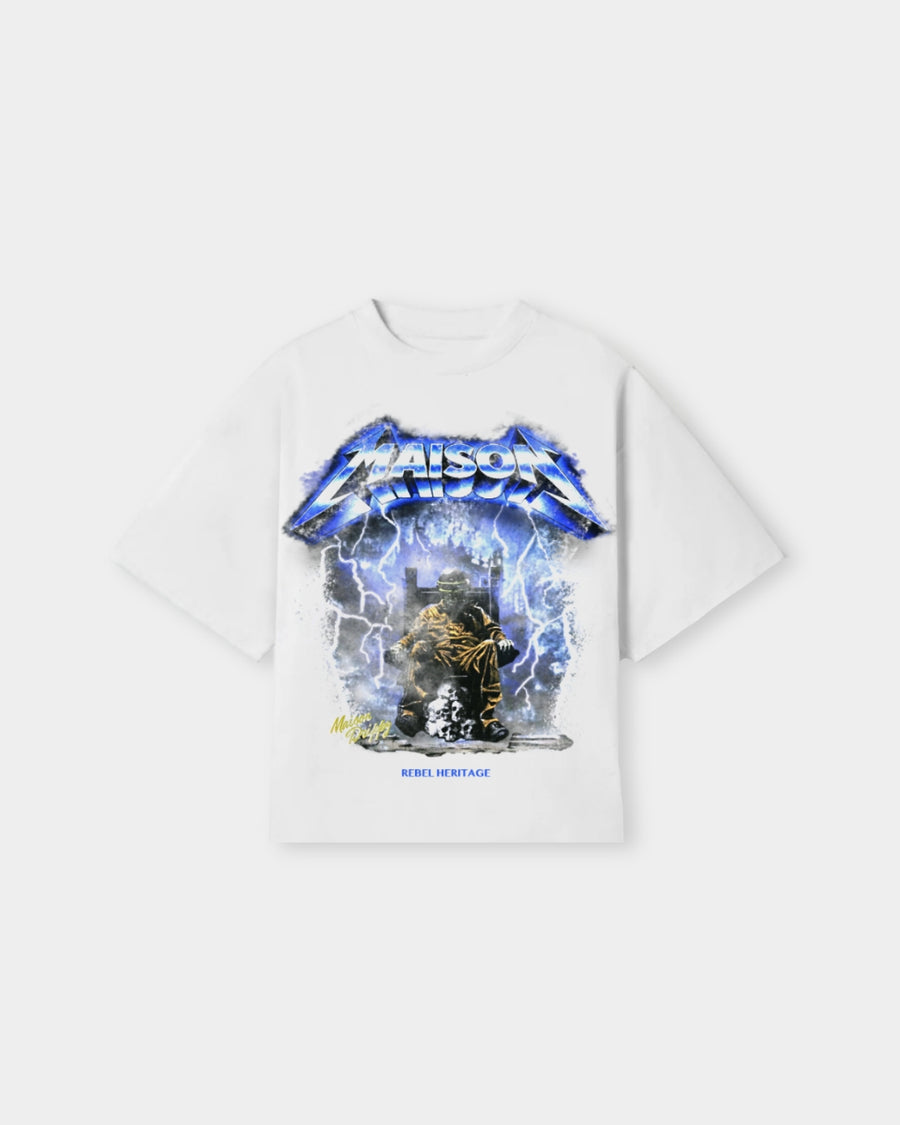 WHITE BOXY FIT REBEL TSHIRT